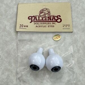 Tallinas Doll Eyes 20mm Acrylic Blue Gray Iris - White Sclera New‎ Doll Supplies